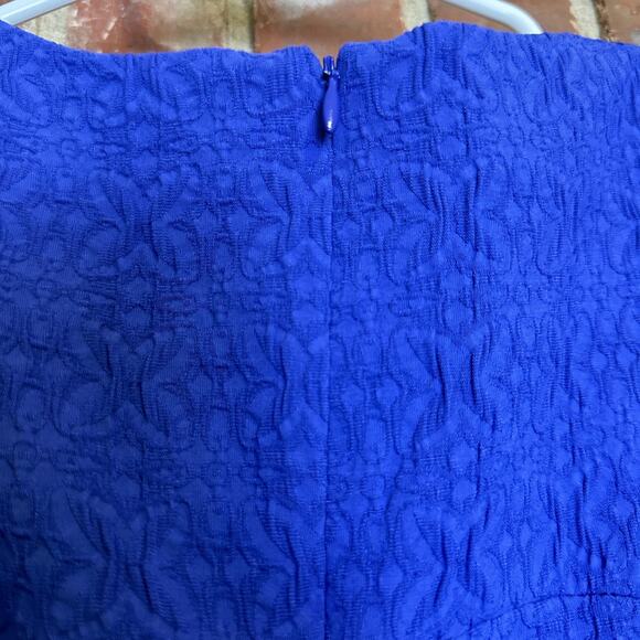 Nanette Lepore‎ Women's Blue Fit & Flare V Neck Textured Cocktail Dress Size 0 - Picture 4 of 7